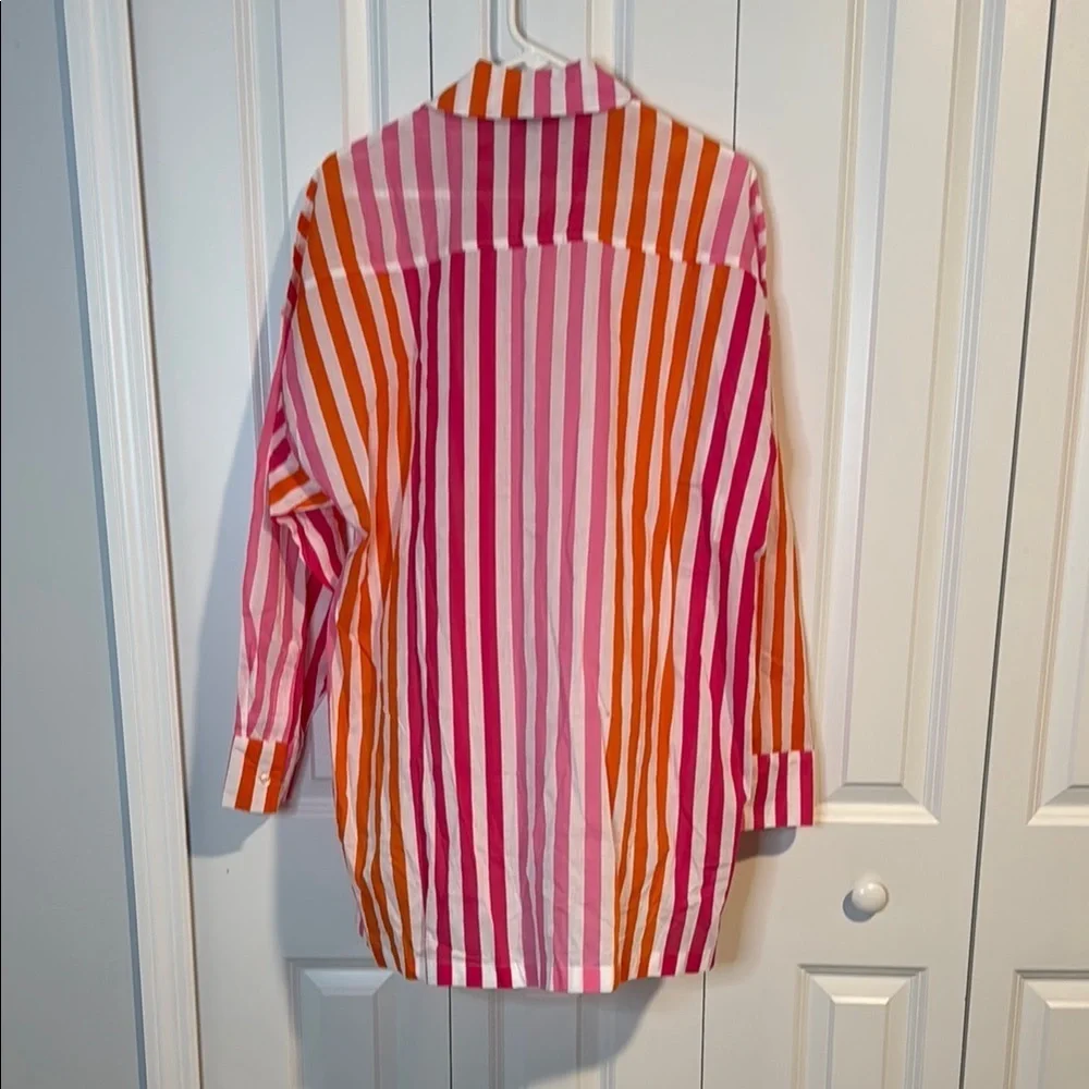 Beach Riot Pink and Orange Striped Button Down Shirt - Picture 3 of 3